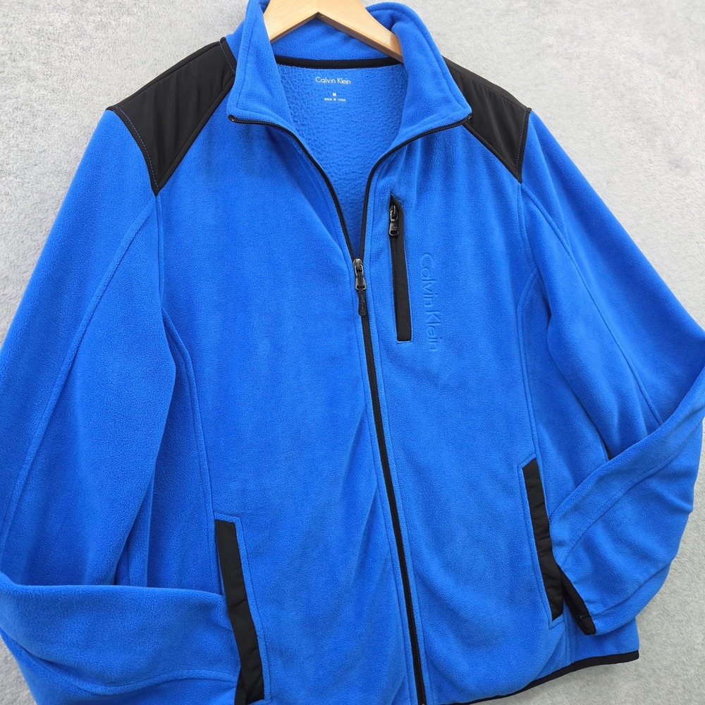 Calvin Klein Classic Colorblock Performance Fleece Activewear Jacket Men M Blue